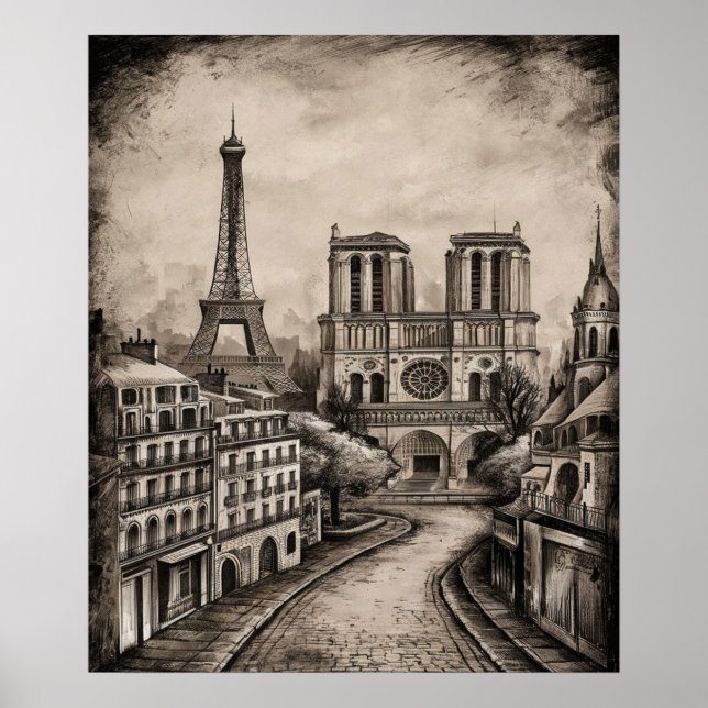 Paris Black and White Poster (Framsidan)
