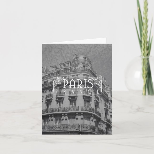 Paris Black and White Travel Notecard Architecture Kort (Framsida)