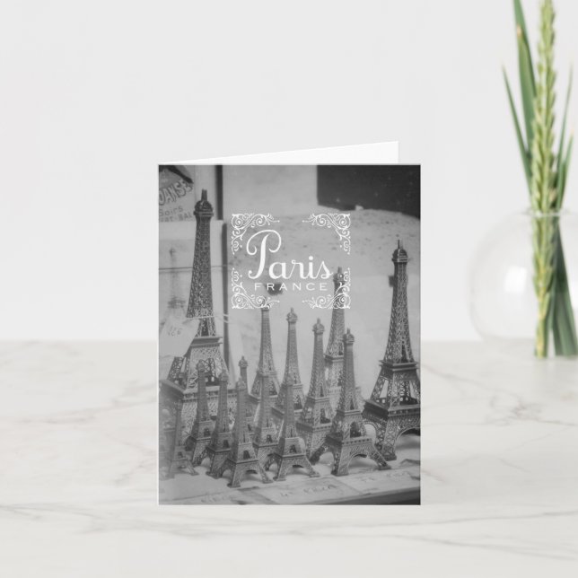 Paris Black and White Travel Notecard Souvenirs Kort (Framsida)