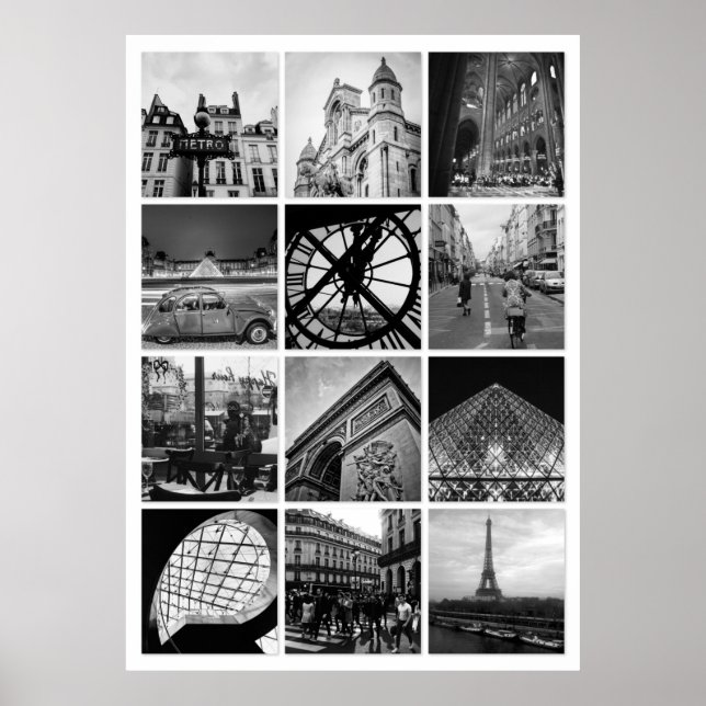 PARIS Black & White Photograph Collage Poster (Framsidan)