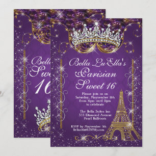 Paris Bling födelsedagsfest inbjudan