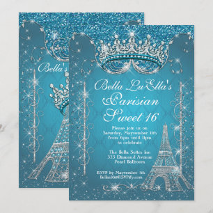 Paris Bling Födelsedagsfest inbjudan
