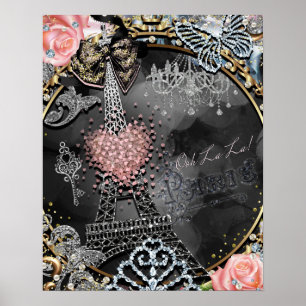 Paris Bling Glamor Gnistra Frankrike Girls Poster