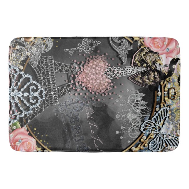 Paris Bling Glamor Gnistra Frankrike Girly Trendig Badrumsmatta (Framsidan)