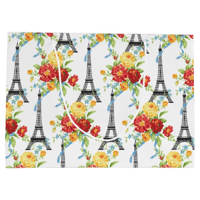 Paris blom- Eiffel torn på vit (Baksidan)