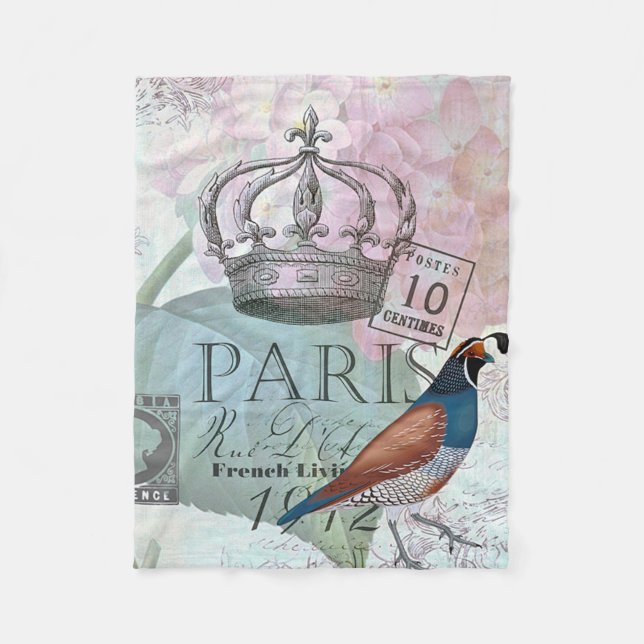 Paris blommigt fleecefilt (Framsidan)