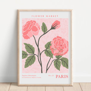 Paris blomstermarknad Botanisk Poster