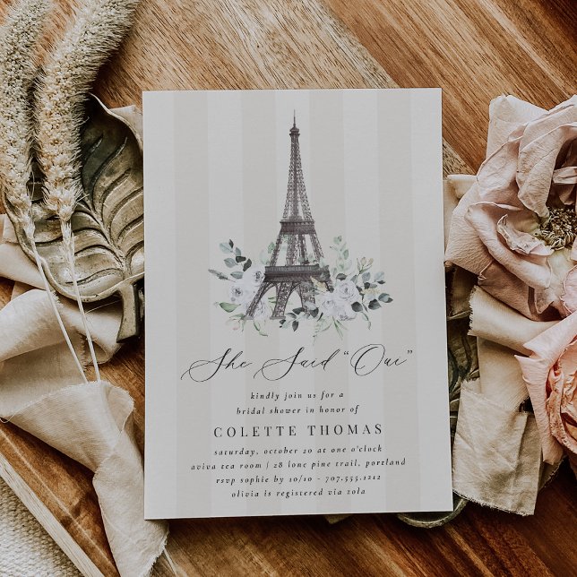 Paris Bloom Floral Eiffel Tower Bridal Shower Inbjudningar (Skapare uppladdad)