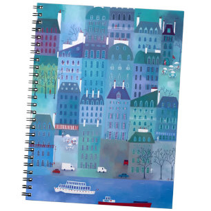 Paris Blues City Painting Frankrike Anteckningsbok