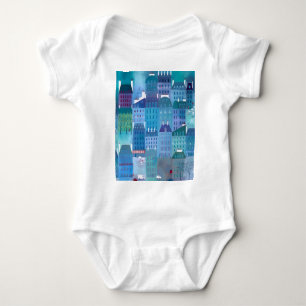 Paris Blues Modern Cityscape Painting T Shirt