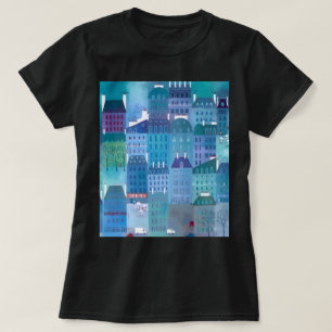 Paris Blues Modern Cityscape Painting T Shirt