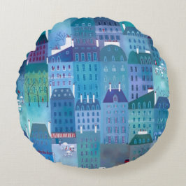 Paris Blues Rund Kudde