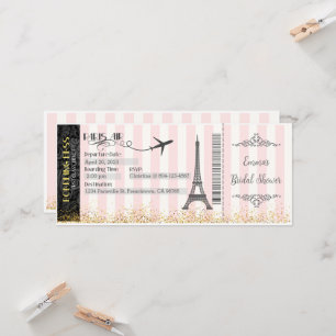 Paris Boarding Pass Inbjudan, Födelsedag, Bröllop Inbjudningar
