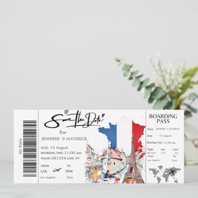 Paris Boarding Pass Spara datum biljett Inbjudningar (Stående Fram)