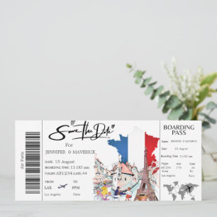 Paris Boarding Pass Spara datumet biljett Inbjudningar
