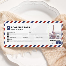 Paris Boarding Pass Travel Resa Flygplan Gift Bilj Inbjudningar