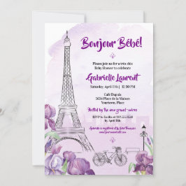 Paris Bonjour Bebe Fransk Baby Shower-inbjudan Inbjudningar