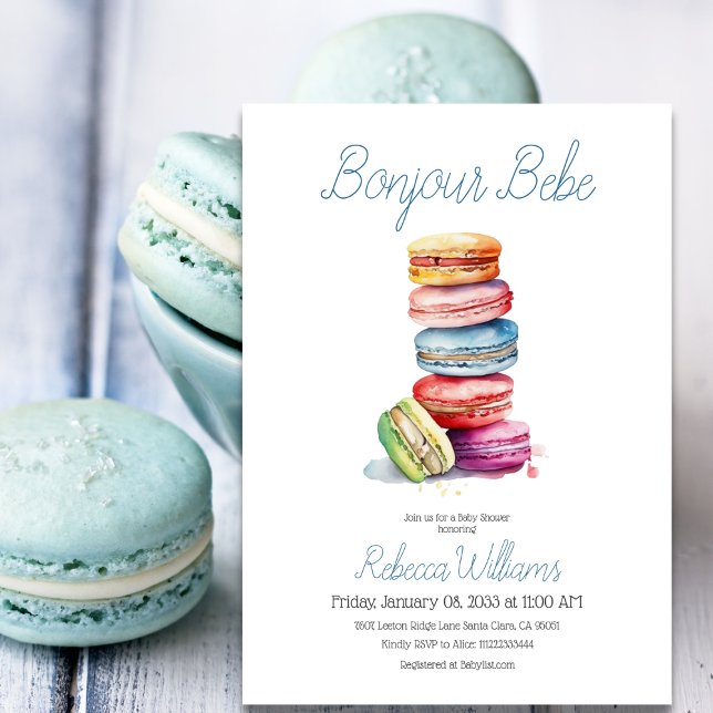 Paris Bonjour Bebe Macaroons Boy Shower Inbjudningar (Skapare uppladdad)