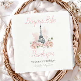Paris Bonjour Bebe Parisian Blommigt Baby Shower Pappersservett