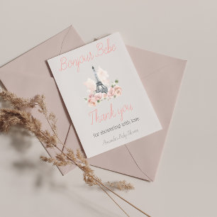 Paris Bonjour Bebe Parisian Blommigt Baby Shower Tack Kort