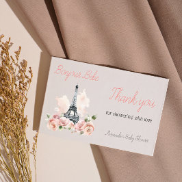 Paris Bonjour Bebe Parisian Blommigt Baby Shower Tack Kort