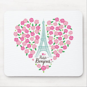 Paris Bonjour blom- hjärta Musmatta