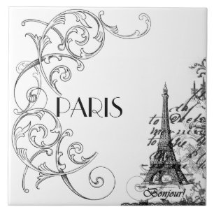 Paris Bonjour Collage belägger med tegel Trivet Kakelplatta