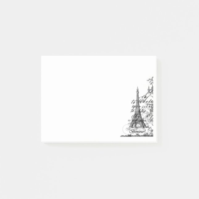 Paris Bonjour Collageanteckningsbok Post-it Block (Framsida)