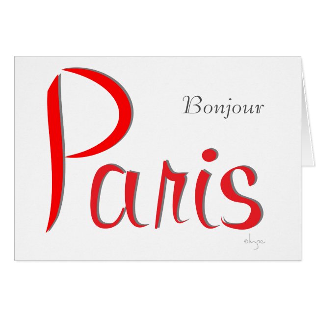 PARIS Bonjour (Hej) Hälsningskort (Framsidan Horizontal)