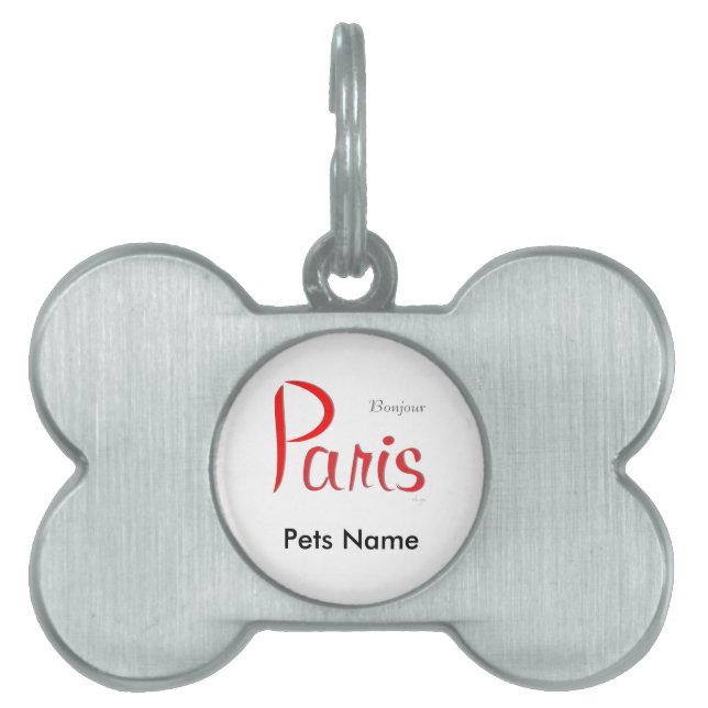 PARIS Bonjour (Hej) Namnbricka Husdjur (Framsidan)