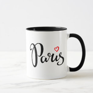 Paris borstar bokstäver med hjärta mugg