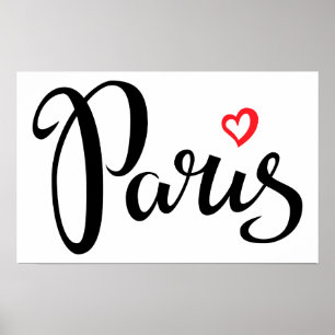 Paris borstar bokstäver med hjärta poster