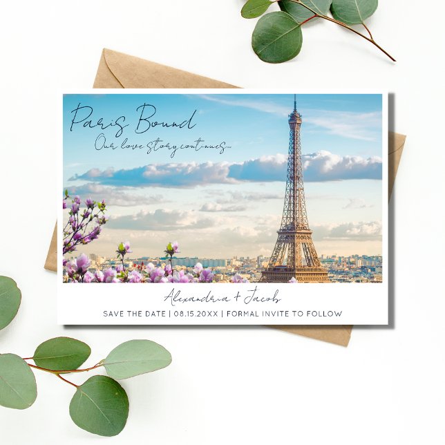 Paris Bound Frankrike Destination Wedding Spara Datumet (Paris Bound France Destination Wedding Save The Date)