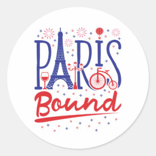 Paris Bound Fransk Vacation Travel Traveler Runt Klistermärke