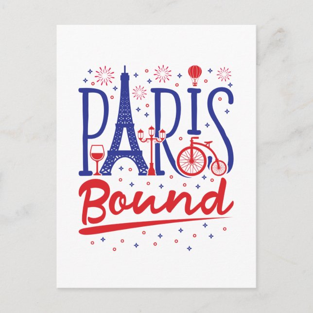 Paris Bound French Vacation Travel Traveler Vykort (Framsida)