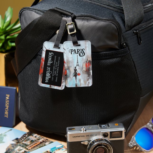 Paris Bound Woman i Black Bagagebricka (Fram & Baksida)