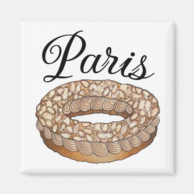 Paris Brest Choux Fransk Patisserie Frankrike Magnet (Framsidan)