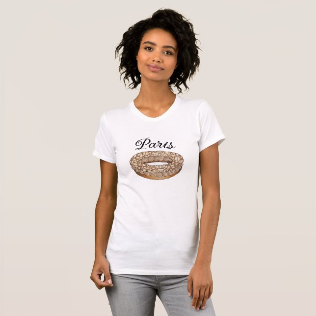 Paris-Brest Choux Fransk Patisserie Frankrike T Shirt (Hel framsida)
