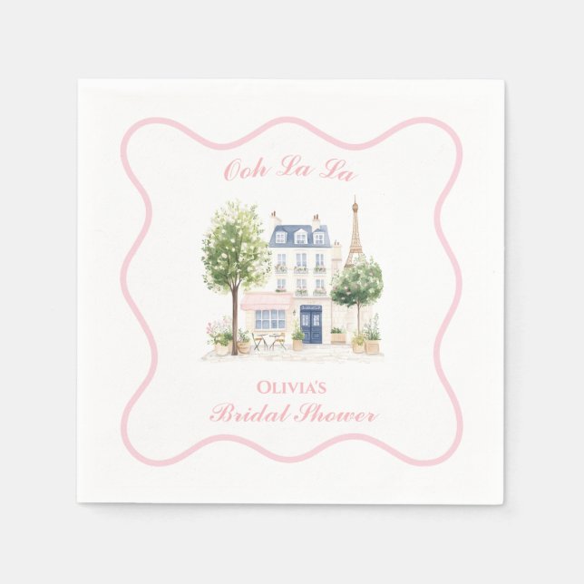Paris Bridal Shower Parisian Cafe Pappersservett (Framsidan)