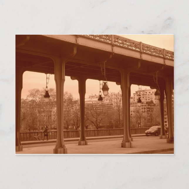 Paris bro i Sepia Vykort (Framsida)