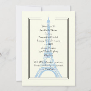Paris bröllop blå Eiffel Torn möhippa Inbjudningar