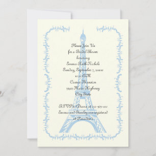 Paris bröllop blå Eiffel Torn möhippa Inbjudningar