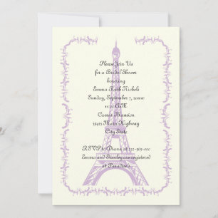 Paris bröllop lila Eiffel Torn möhippa Inbjudningar