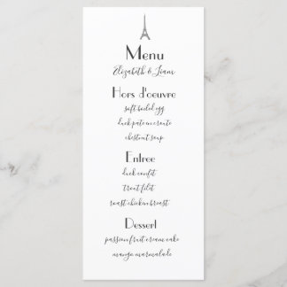 Paris Bröllop Menu Meny