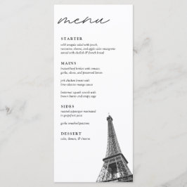 Paris Bröllop Modern Elegant Dinner Menu Meny