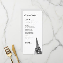 Paris Bröllop Modern Elegant Dinner Menu Meny