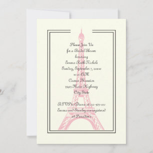 Paris bröllop rosa Eiffel Torn möhippa Inbjudningar