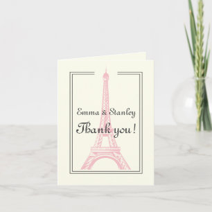 Paris bröllop rosa Eiffeltornet elfenben TACK Kort