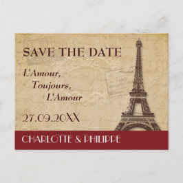 Paris Bröllop Save the Date Meddelande Vykort