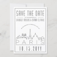 Paris Bröllop | Stiliserad Skyline Spara datum